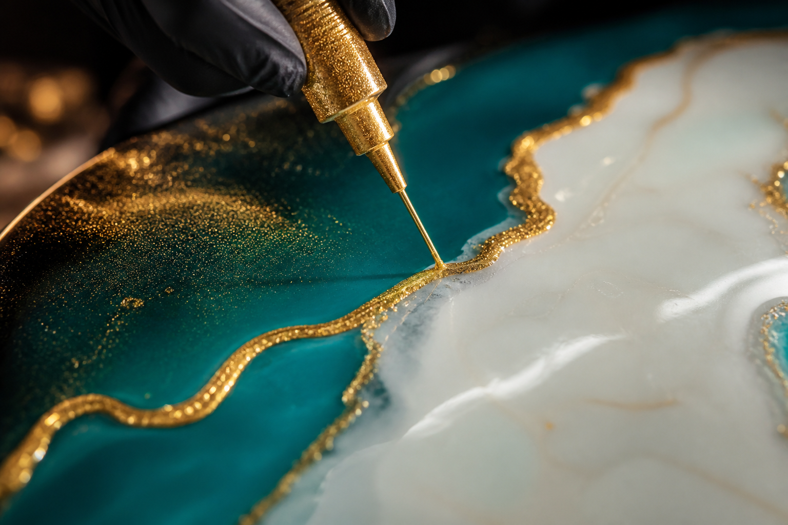 Teal and Gold Geode — Glitter veins